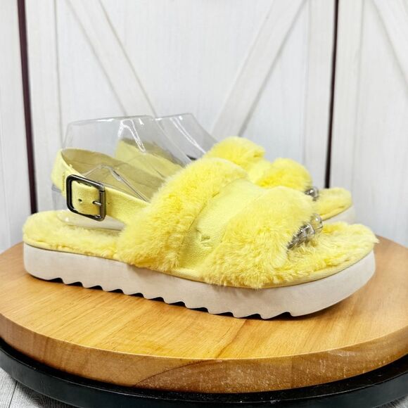 Koolaburra by Ugg Fuzz’d Out Faux Fur Sandals Yellow 9 Slingback - Picture 10 of 10